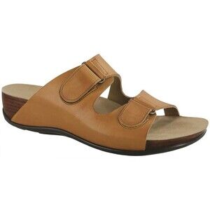 SAS Women's Seaside Leather Adjustable Double Hook Loop Strap Slide Sandal 9.5 M